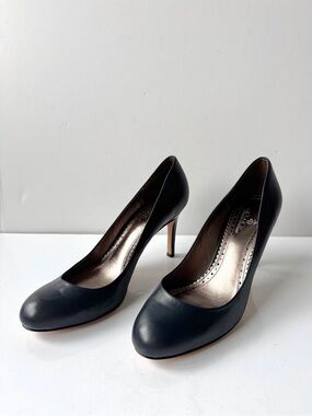 Brooks Brothers Dark Navy Leather Stiletto High Heel Pumps Size 8.5